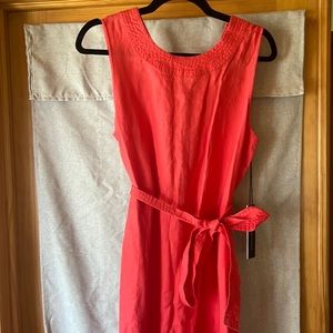 Light linen midi dress peachy summer color
